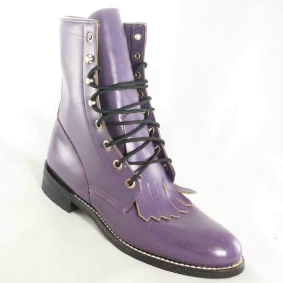 Justin Boots Shoes - Vintage JUSTIN Diamond J Purple Fringe Boots